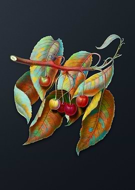 Vintage Cherry on Gray