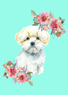 Maltese Watercolor Art