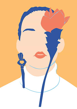 Floral woman modern art