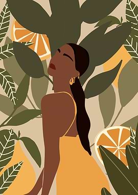 Stylish Woman with leaves