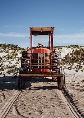 Old tractor in the dunes