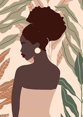 Black woman and green leaf