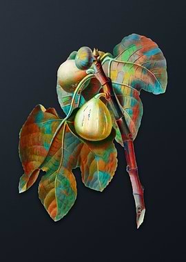 Vintage Fig Branch on Gray