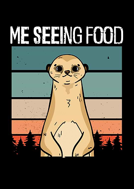 Meerkat seeing food retro