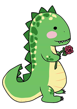 Dinosaur with rose flower
