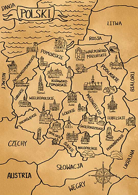 Polska zabytkowa mapa