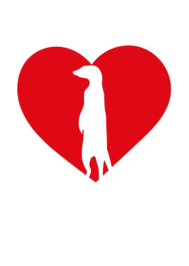 Meerkat love red heart