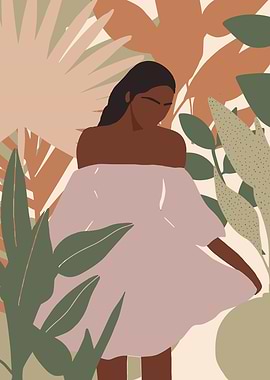 Erotic woman and greenleaf