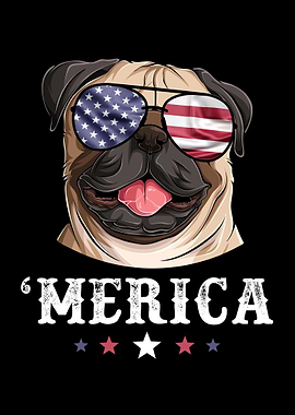 Pug Merica Dog 4th of July