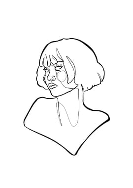 Woman Face One Line