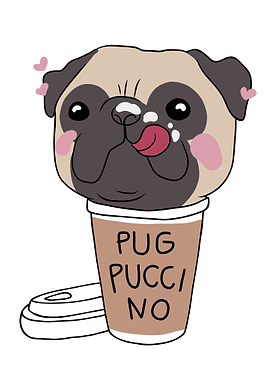 Pug dog Pugpuccino
