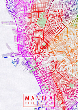 Manila City Map Colorful