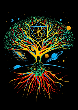 Meditating colorful tree
