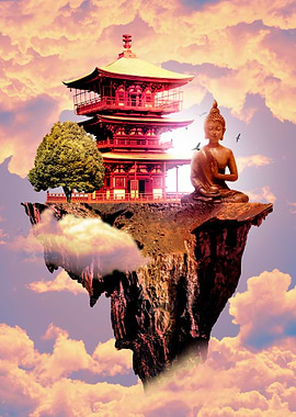 Japanese temple and buddha