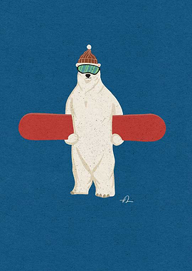 Snowboarding Polar Bear