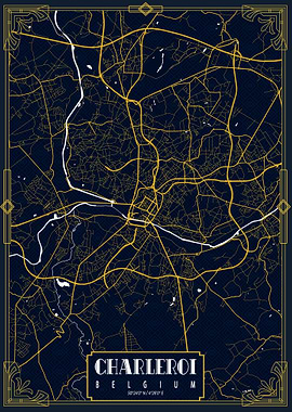Charleroi City Map Gold