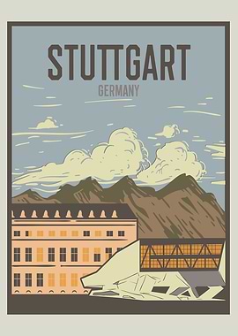 Stuttgart Retro Poster