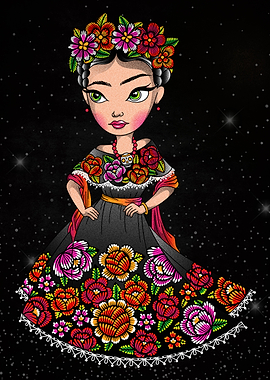 mexican doll with flowers