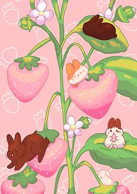 Bunnies and strawberries