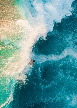 Surfer and Colorful Wave