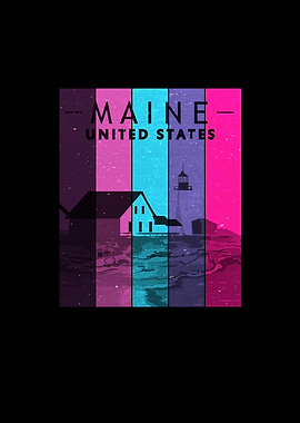 Vintage Neon City Maine