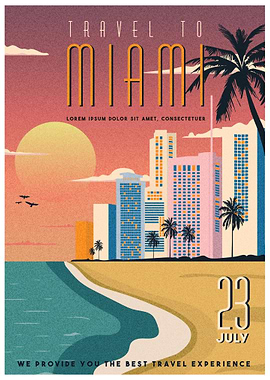 Retro Miami Beach Skyline