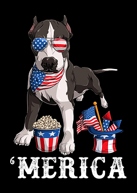 Merica Pit Bull 4th of Jul