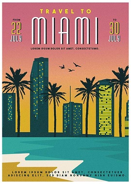 Retro Miami Beach Skyline