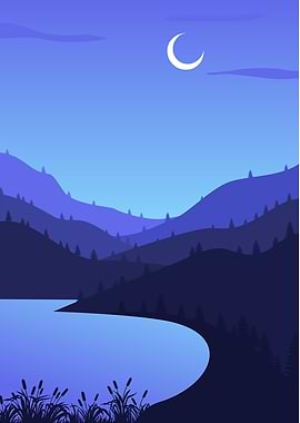 Night Sky Over The Lake