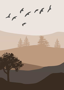 Mountains and forest birds
