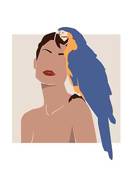 Woman with cute parrot