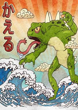 Kaiju Frog Kanagawa Wave