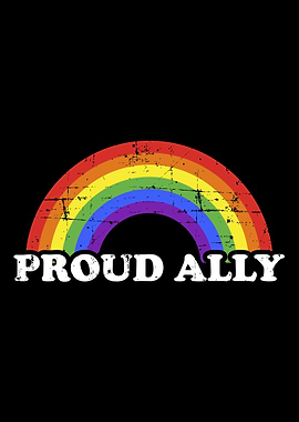 Proud ally with rainbow fl