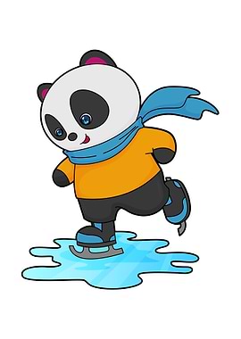 Panda Ice skating Winter