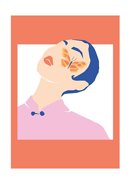 Woman with Butterfly Bird