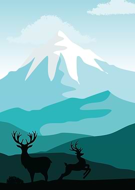 Deer animals blue mountain