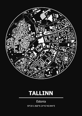 Tallinn City Map Estonia