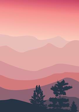 Pink Mountain Layer trees