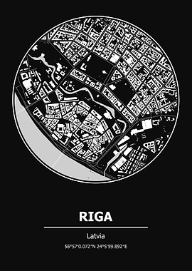 Riga City Map Latvia