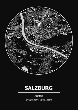 Salzburg City Map Austria