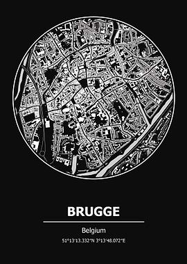 Brugge City Map Belgium