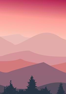 Pink Sky mountains view