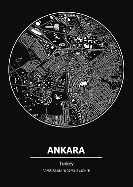 Ankara City Map Turkey