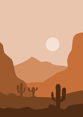 Desert Mountain and Cactus