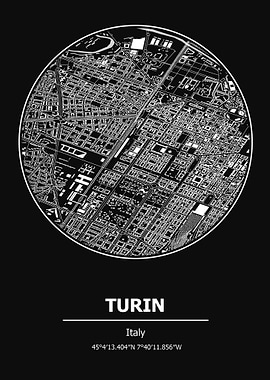 Turin City Map Italy