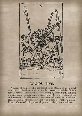 Wands Five Tarot Card