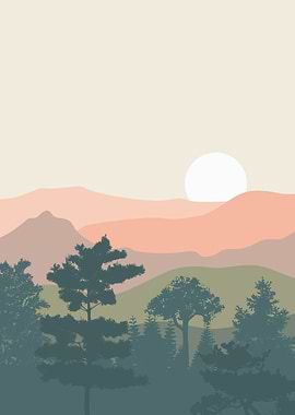 Sun mountain landscape