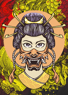 Geisha and mask