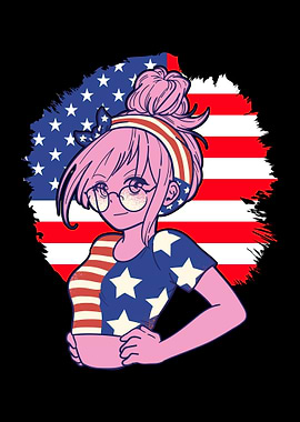 American Flag Girl USA