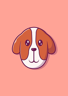 Cute Dog Face Cartoon